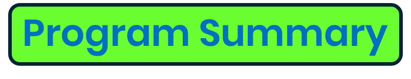 green text box with blue text stating "Program Summary"